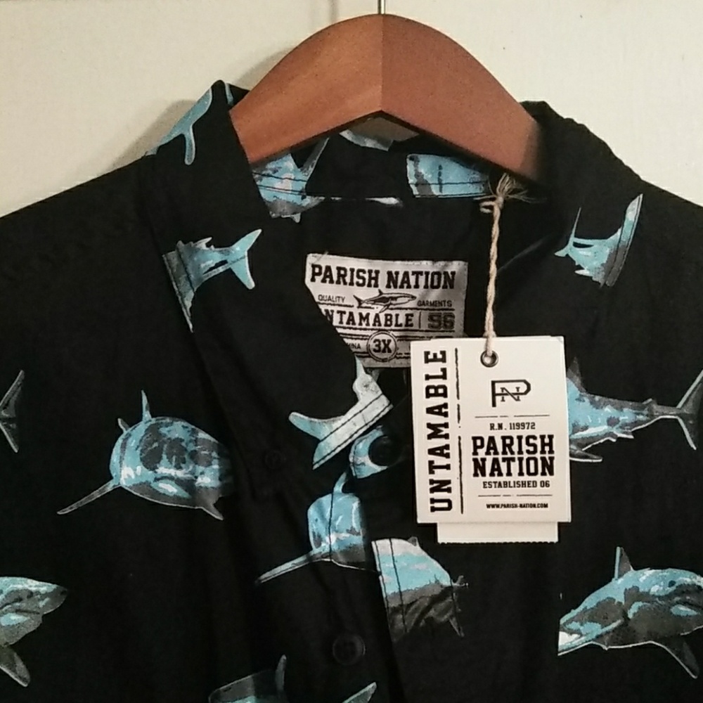 Parish Nation 3XL Black short sleeve button down